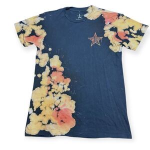 JEFFREE STAR Fashion Black Bleach Tie Dye Graphic Star Tee Size Medium